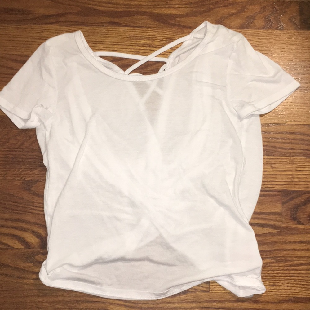 Zella Girl Short Sleeve Criss-Cross Back Shirt